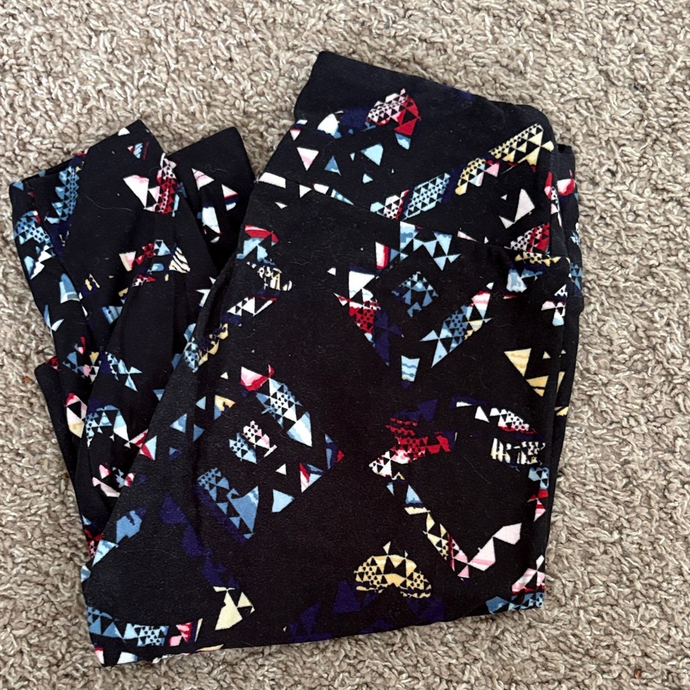 Black Geometric Print Leggings -